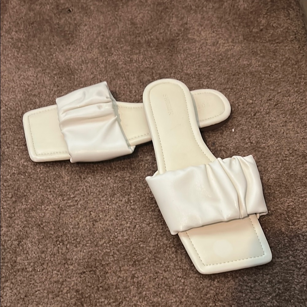 White Slide Sandals
